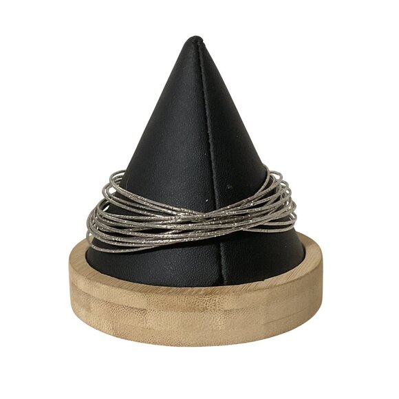 Silver Tone Bangle Bracelet Set - Picture 2 of 3